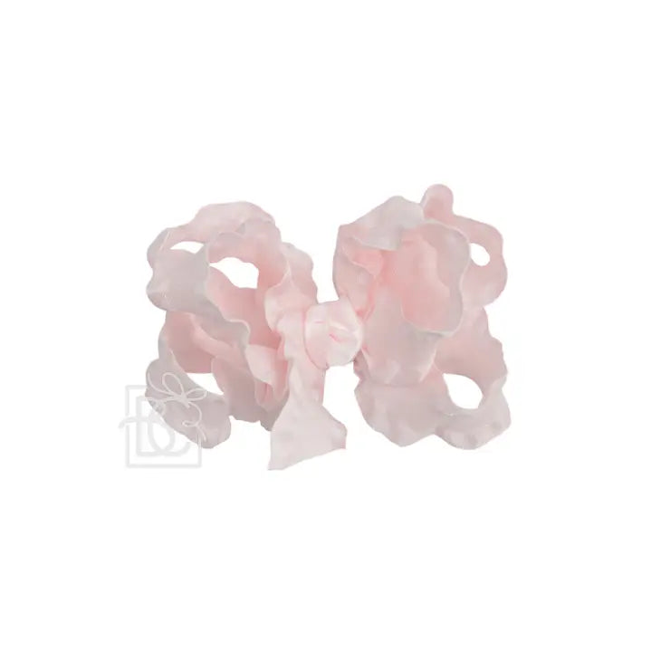 LIGHT PINK 3.5 INCH DOUBLE RUFFLE BOW