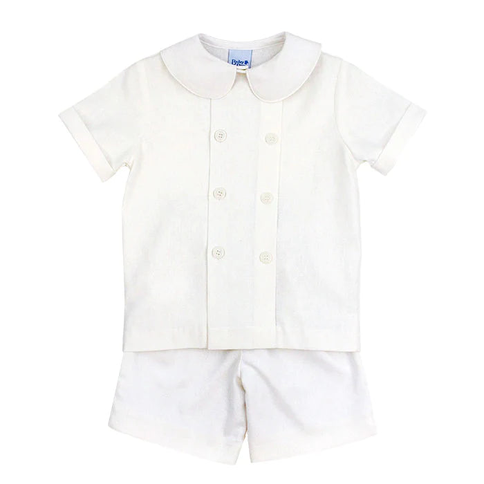 WHISPER LINEN DRESSY BOYS SHORT SET