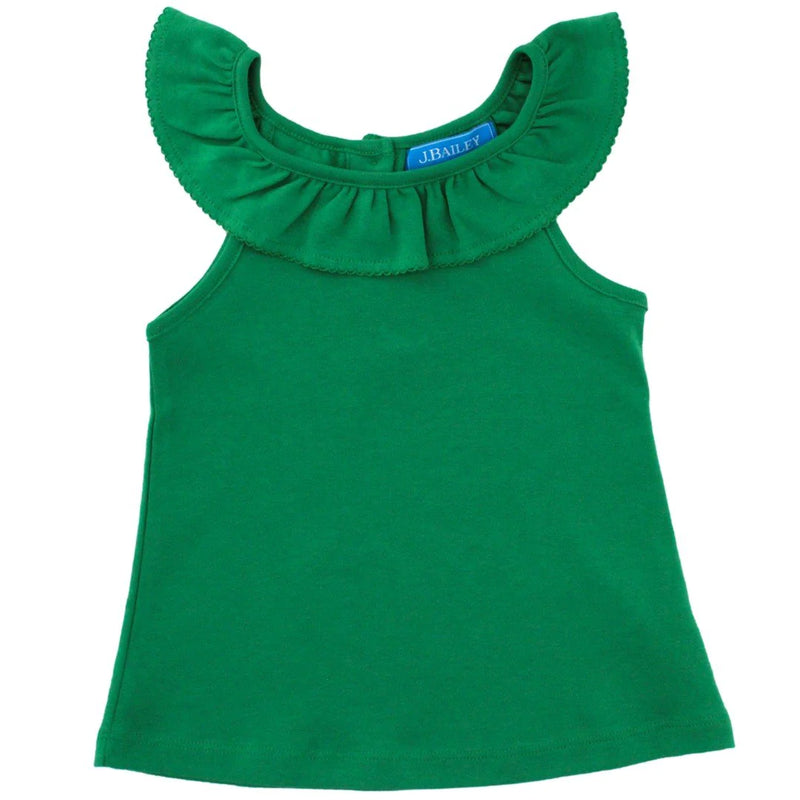 KELLY GREEN RUFFLED TEE