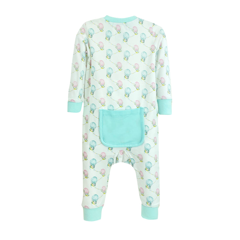 HOT AIR BALLOONS ONE PIECE ZIP PAJAMAS