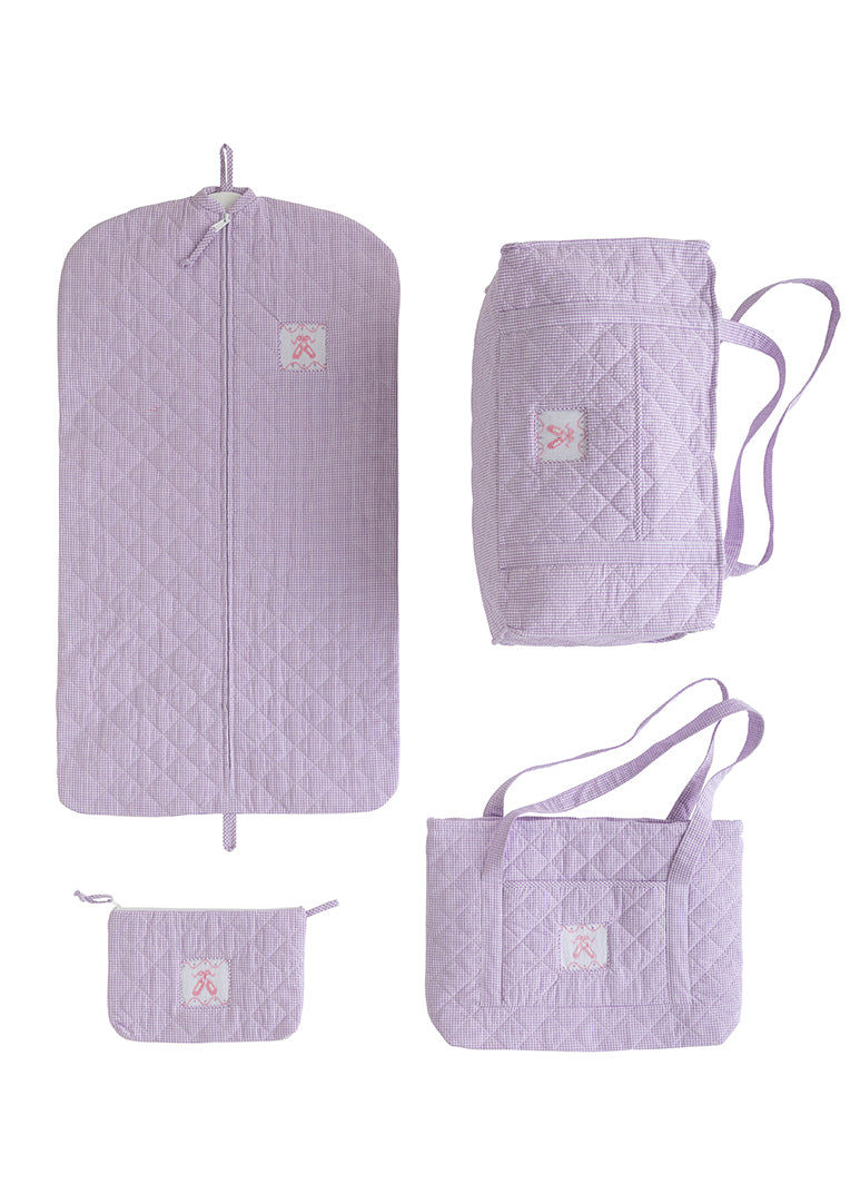 Lavender Smocked Ballet Slippers Quilted Luggage