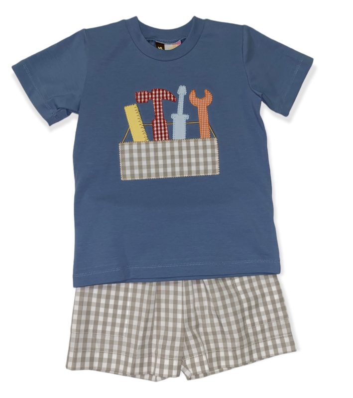 TOOL BOX APPLIQUE BOYS SHORT SET