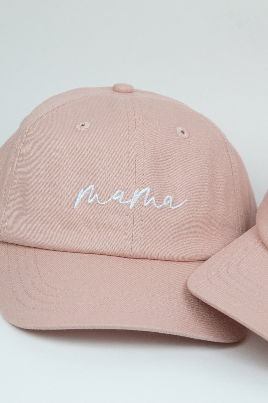MAMA SCRIPT EMBROIDERED BASEBALL CAP