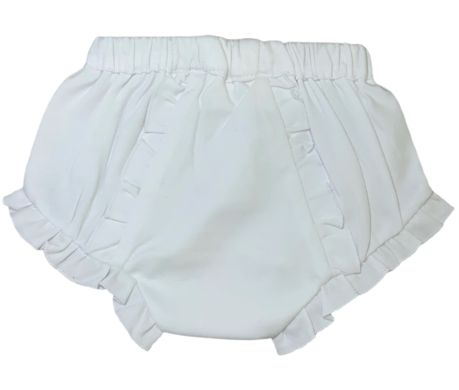 White Knit Ruffle Monogrammable Bloomers
