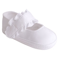 KARA SATIN RUFFLED STRAP MONOGRAMMABLE BABY SHOE