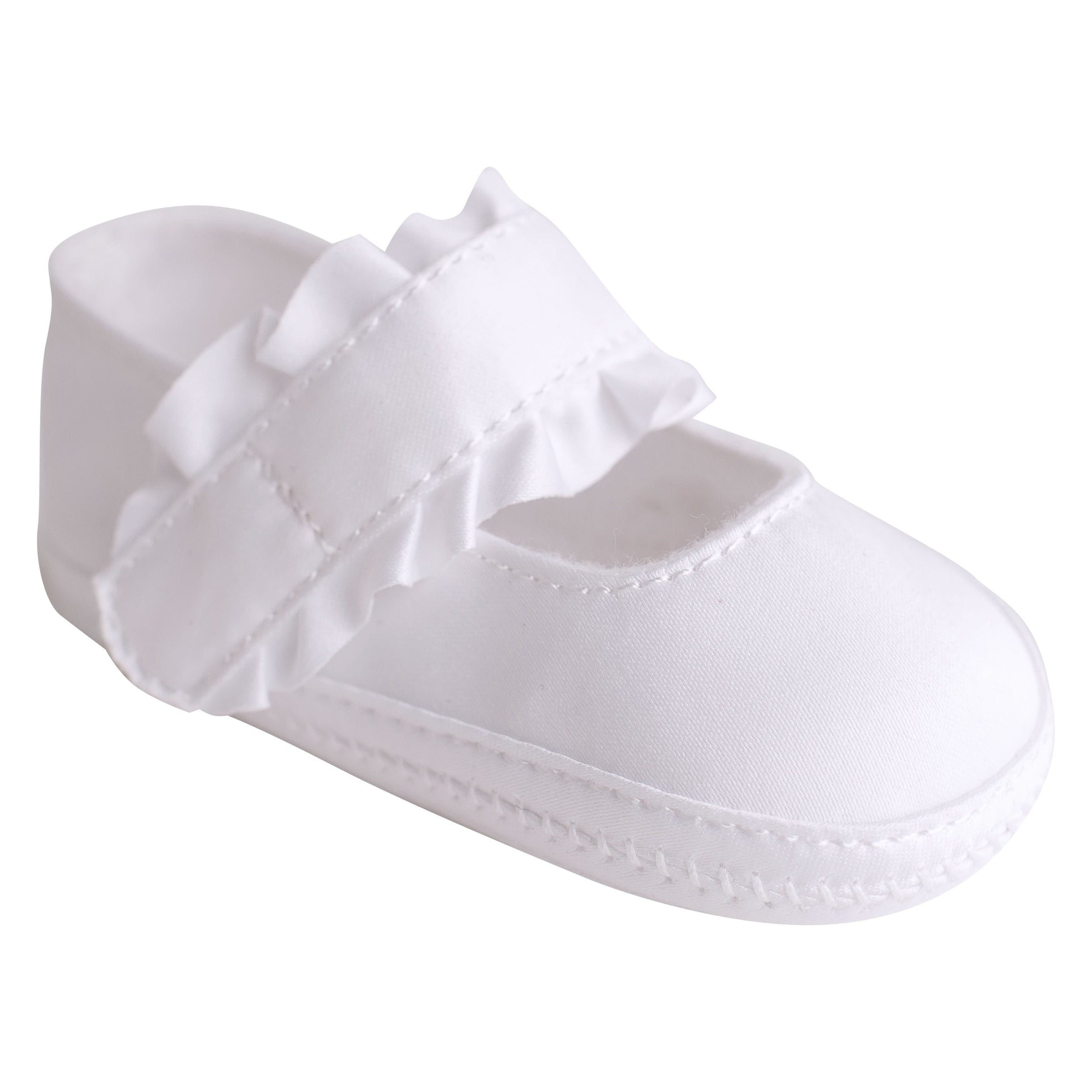 KARA SATIN RUFFLED STRAP MONOGRAMMABLE BABY SHOE