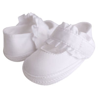 KARA SATIN RUFFLED STRAP MONOGRAMMABLE BABY SHOE