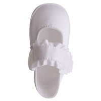 KARA SATIN RUFFLED STRAP MONOGRAMMABLE BABY SHOE