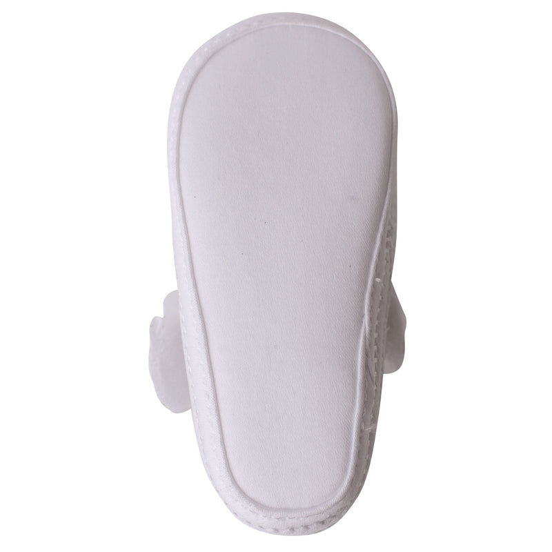 KARA SATIN RUFFLED STRAP MONOGRAMMABLE BABY SHOE