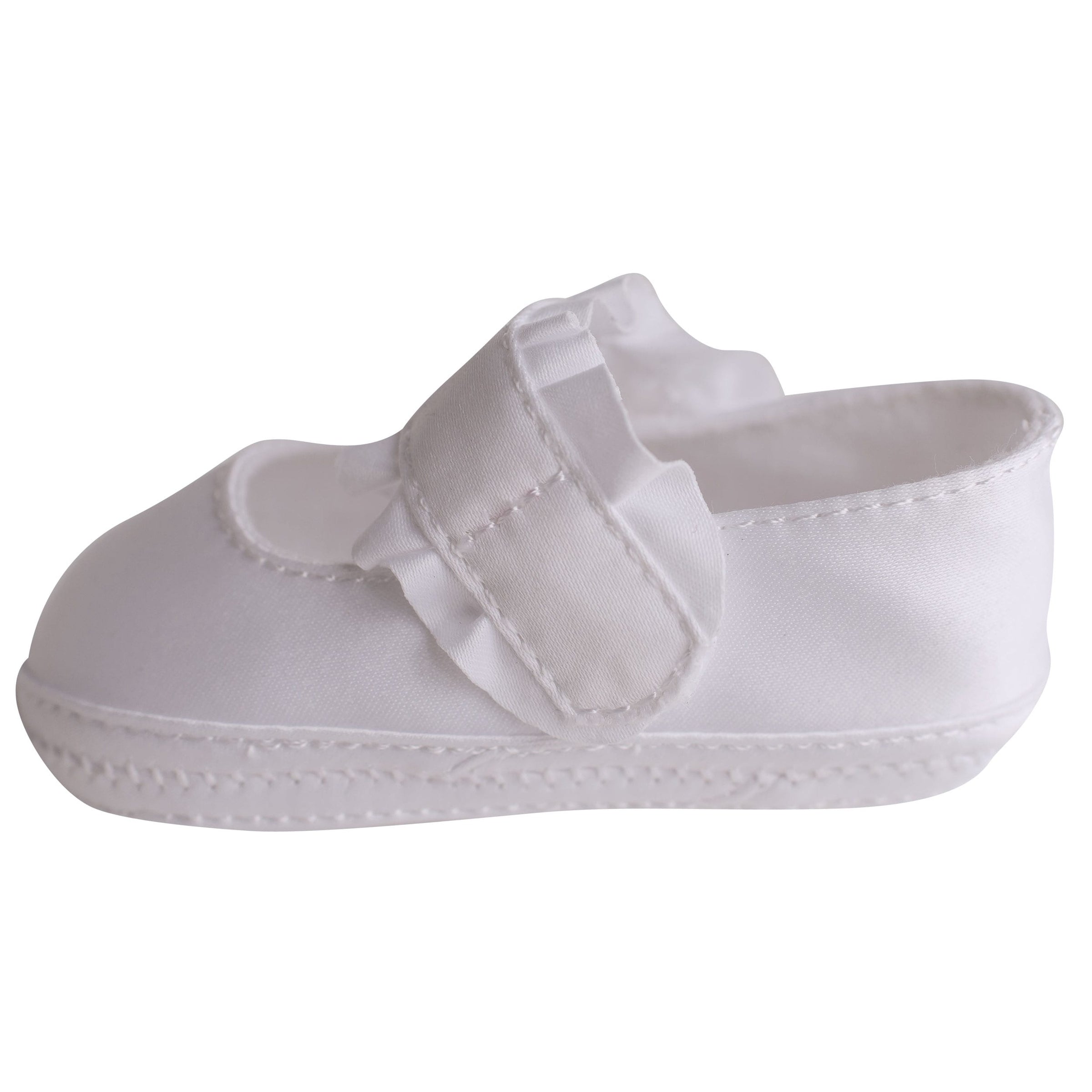 KARA SATIN RUFFLED STRAP MONOGRAMMABLE BABY SHOE