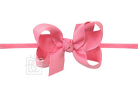 LYCRA PANTYHOSE HEADBAND WITH 3.5 INCH BOW ATTACHED (MULTIPLE COLORS)
