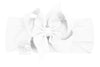 WHITE PANTYHOSE HEADBAND WITH 4.5 INCH BOW ATTACHED