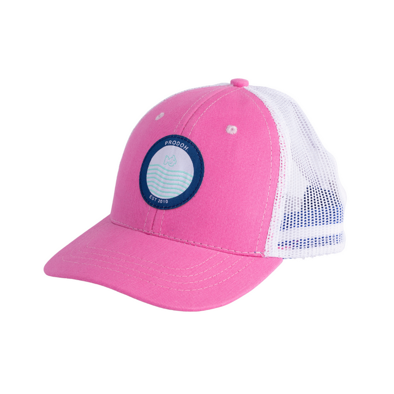 GIRLS TRUCKER HAT IN AURORA PINK