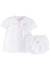 PINPOINT LAYETTE KNIT SET - ROSE