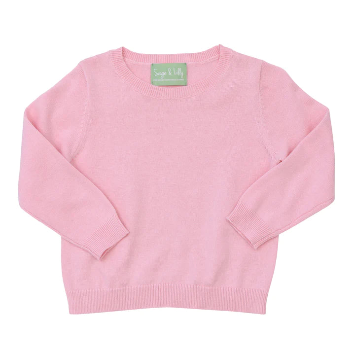 LIGHT PINK COTTON CREWNECK SWEATER