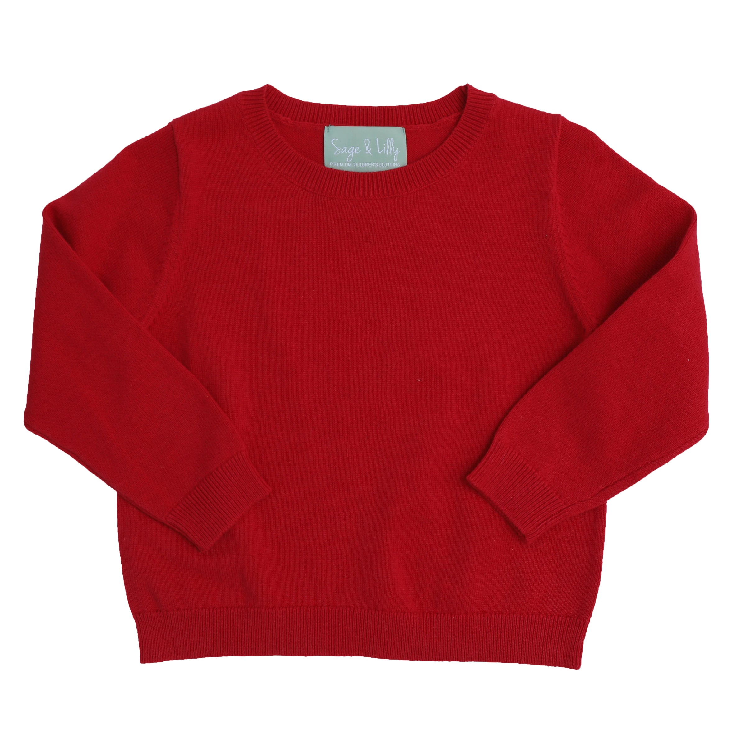 RED COTTON CREWNECK SWEATER