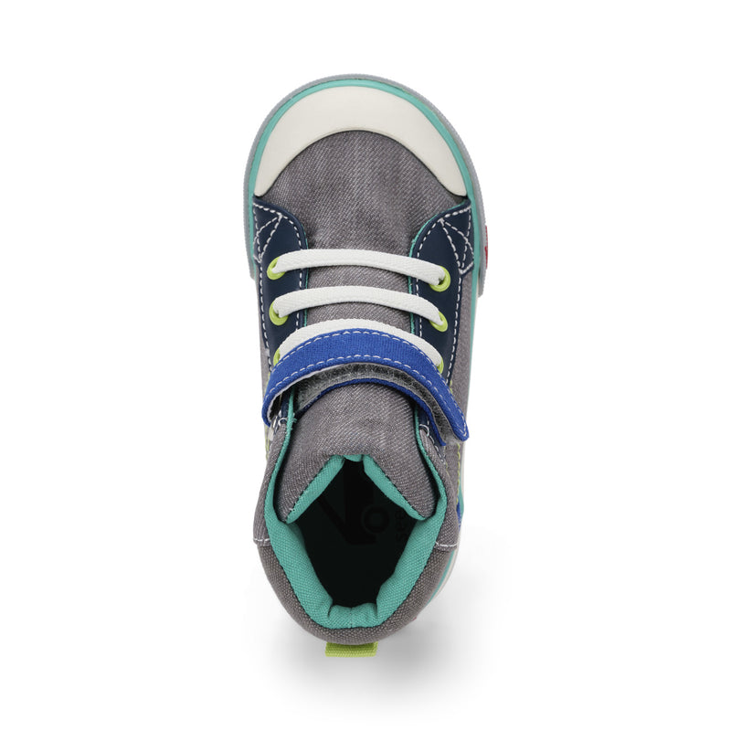 DANE GRAY DENIM/BLUE HI TOP SNEAKER