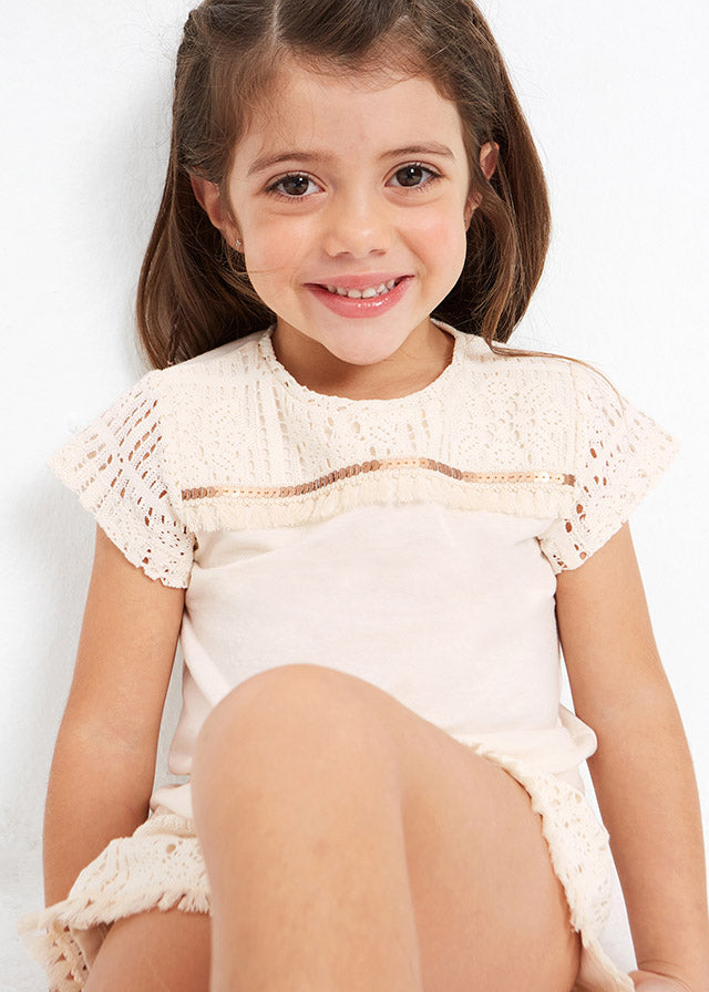GIRLS CROCHET TOP COTTON TEE