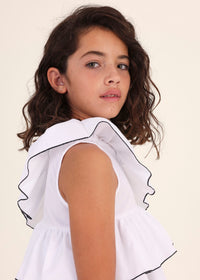 TWEEN ASSYMETRICAL RUFFLE COTTON BLOUSE