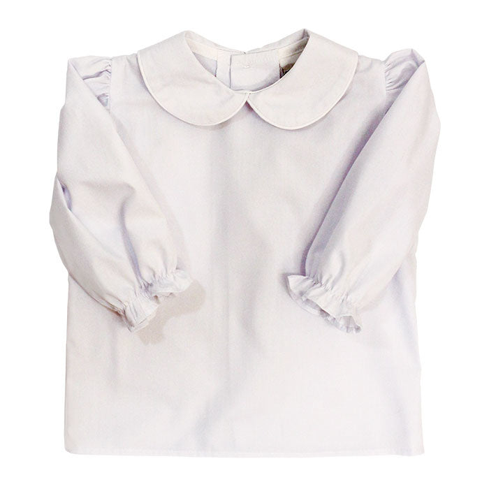 Girls Long Sleeve Button Back Shirt-White