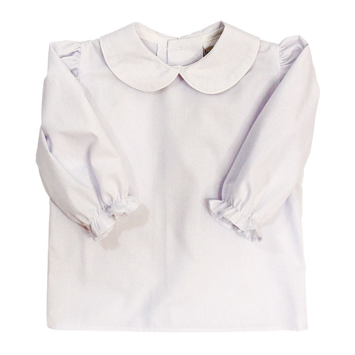 Girls Long Sleeve Button Back Shirt-White