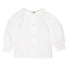 Girls Long Sleeve Piped Button Front Shirt-White