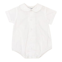 Boys Short Sleeve Piped Button Front Onesie-White