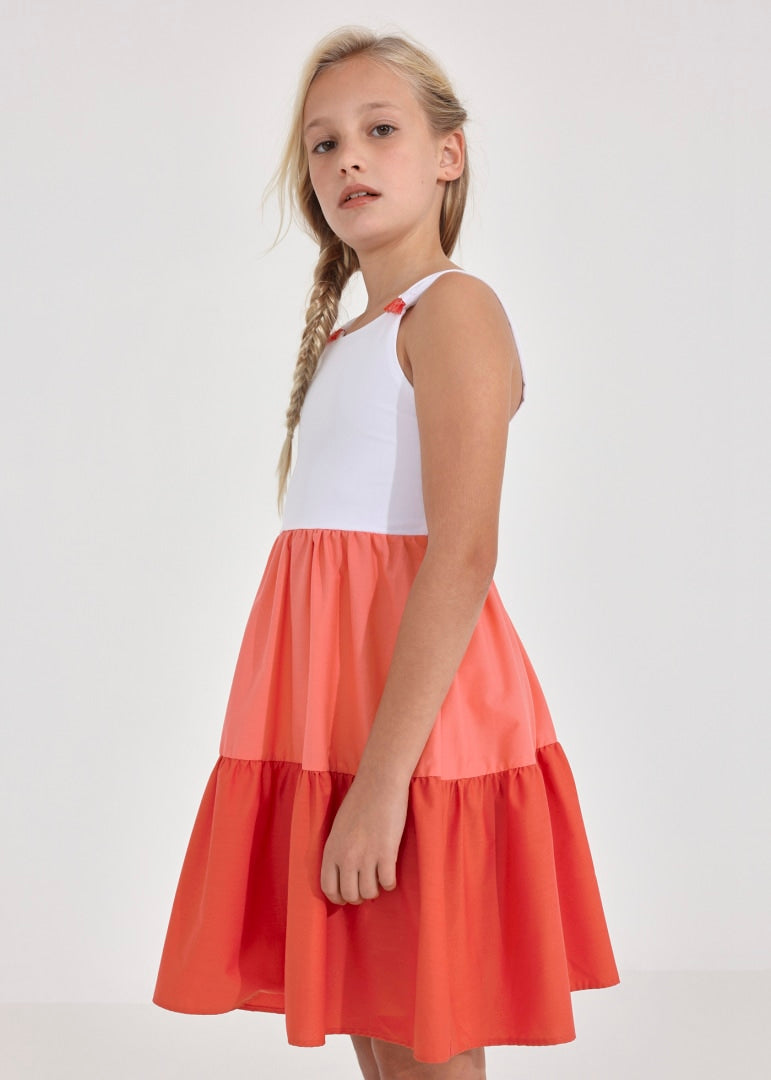 TWEEN COLOR BLOCK PEEP BACK DRESS