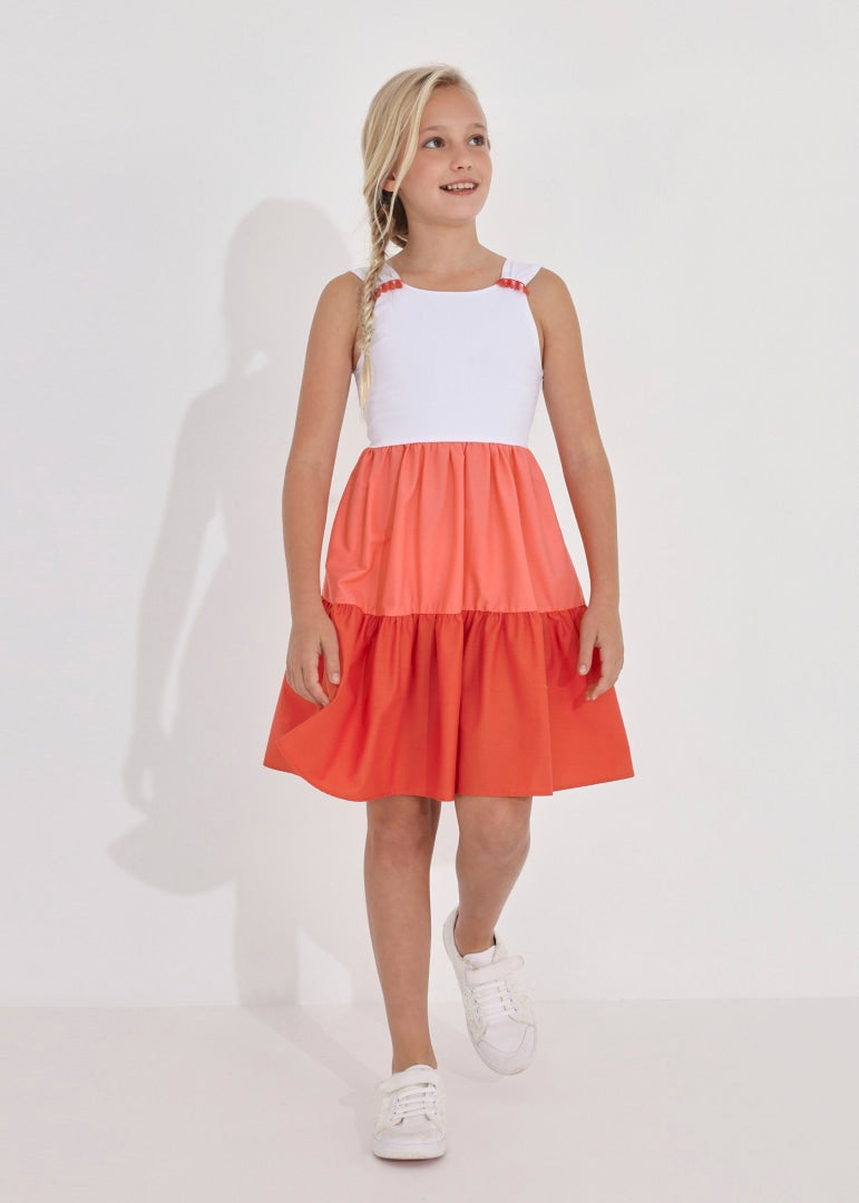 TWEEN COLOR BLOCK PEEP BACK DRESS