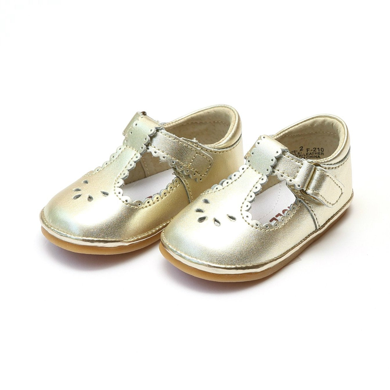 Dottie Gold Scalloped T-Strap Mary Jane