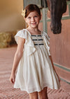 EMBROIDERED MOTIF RUFFLED DRESS