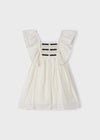 EMBROIDERED MOTIF RUFFLED DRESS