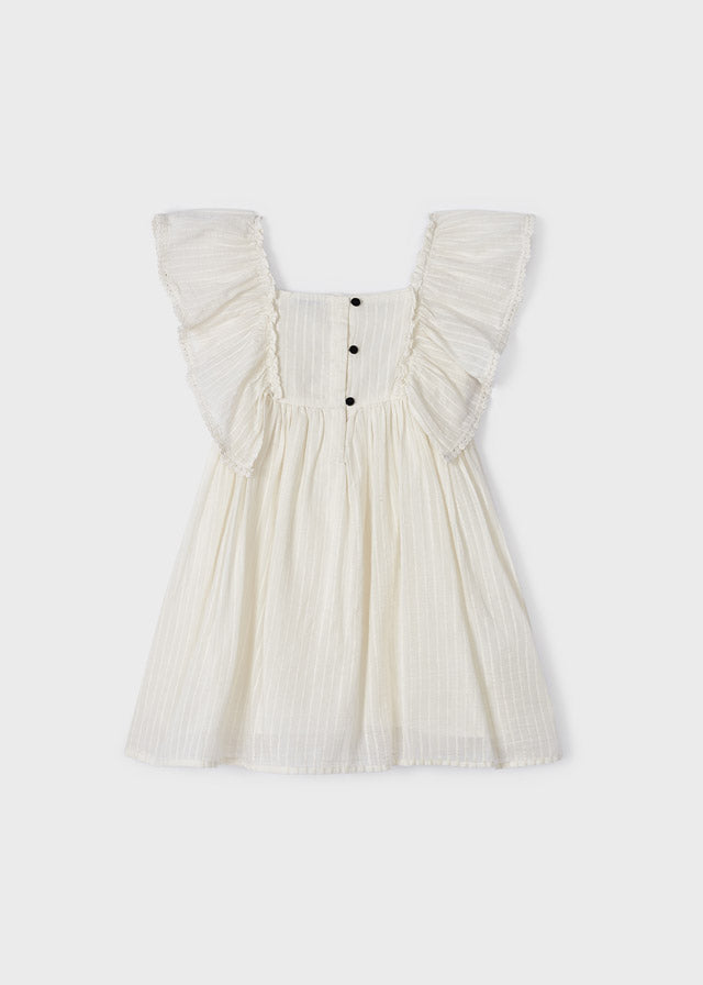 EMBROIDERED MOTIF RUFFLED DRESS