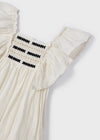 EMBROIDERED MOTIF RUFFLED DRESS
