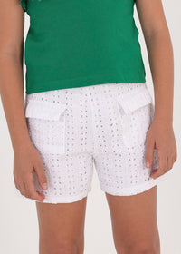 TWEEN WHITE EYELET COTTON SHORTS