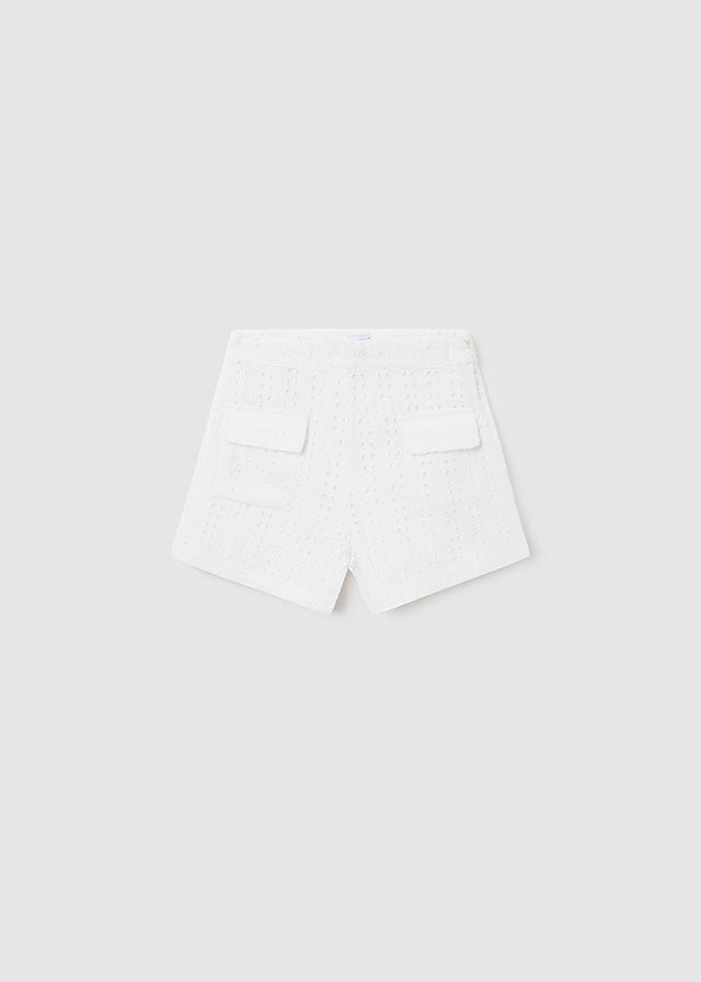TWEEN WHITE EYELET COTTON SHORTS