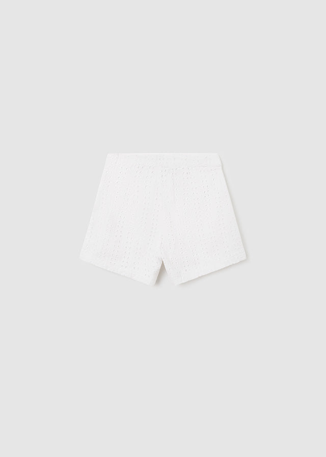 TWEEN WHITE EYELET COTTON SHORTS