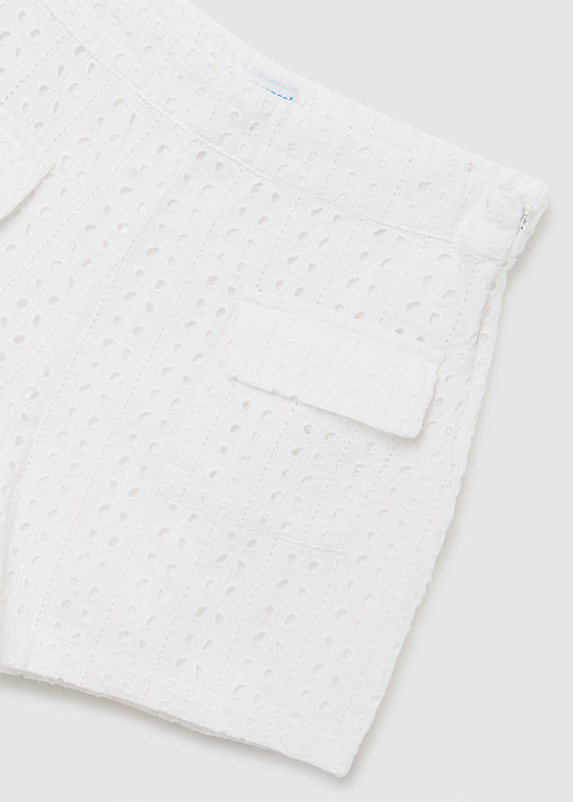 TWEEN WHITE EYELET COTTON SHORTS