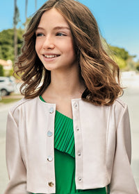 TWEEN EYELET MOTIF LEATHERETTE  JACKET