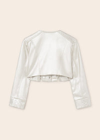 TWEEN EYELET MOTIF LEATHERETTE  JACKET