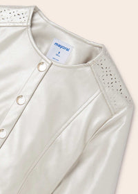 TWEEN EYELET MOTIF LEATHERETTE  JACKET