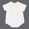 Boys Short Sleeve Piped Button Front Onesie-White