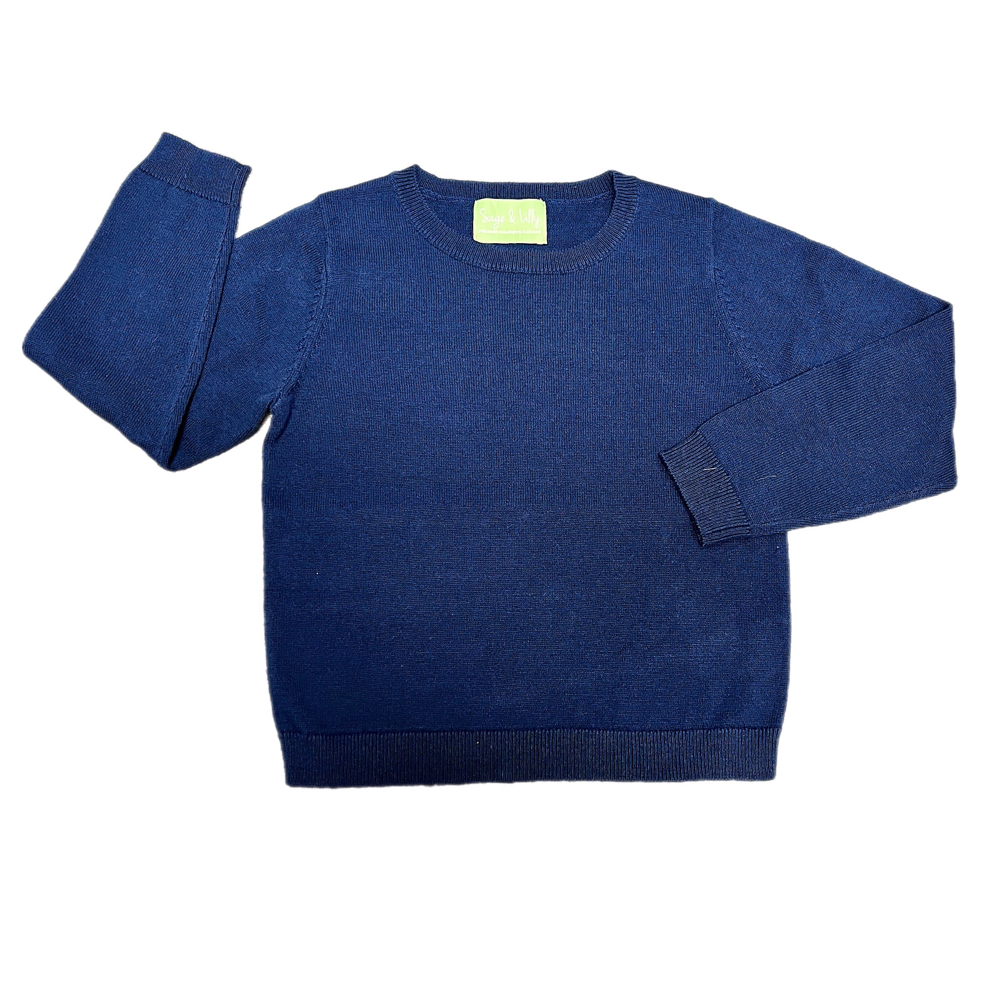 NAVY COTTON CREWNECK SWEATER