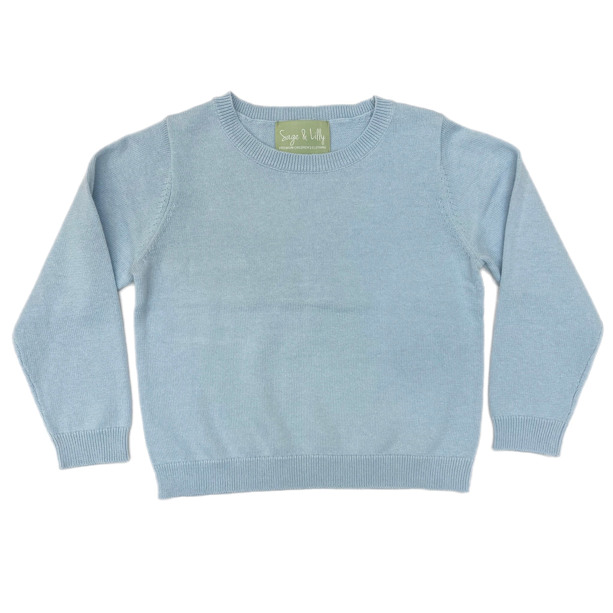 LIGHT BLUE COTTON CREWNECK SWEATER