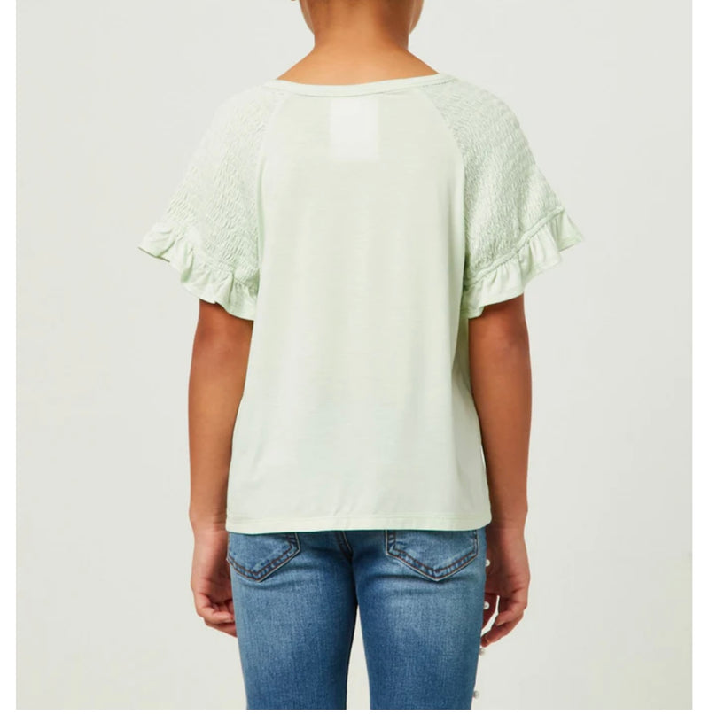 RUFFLE SHOULDER KNIT TEE