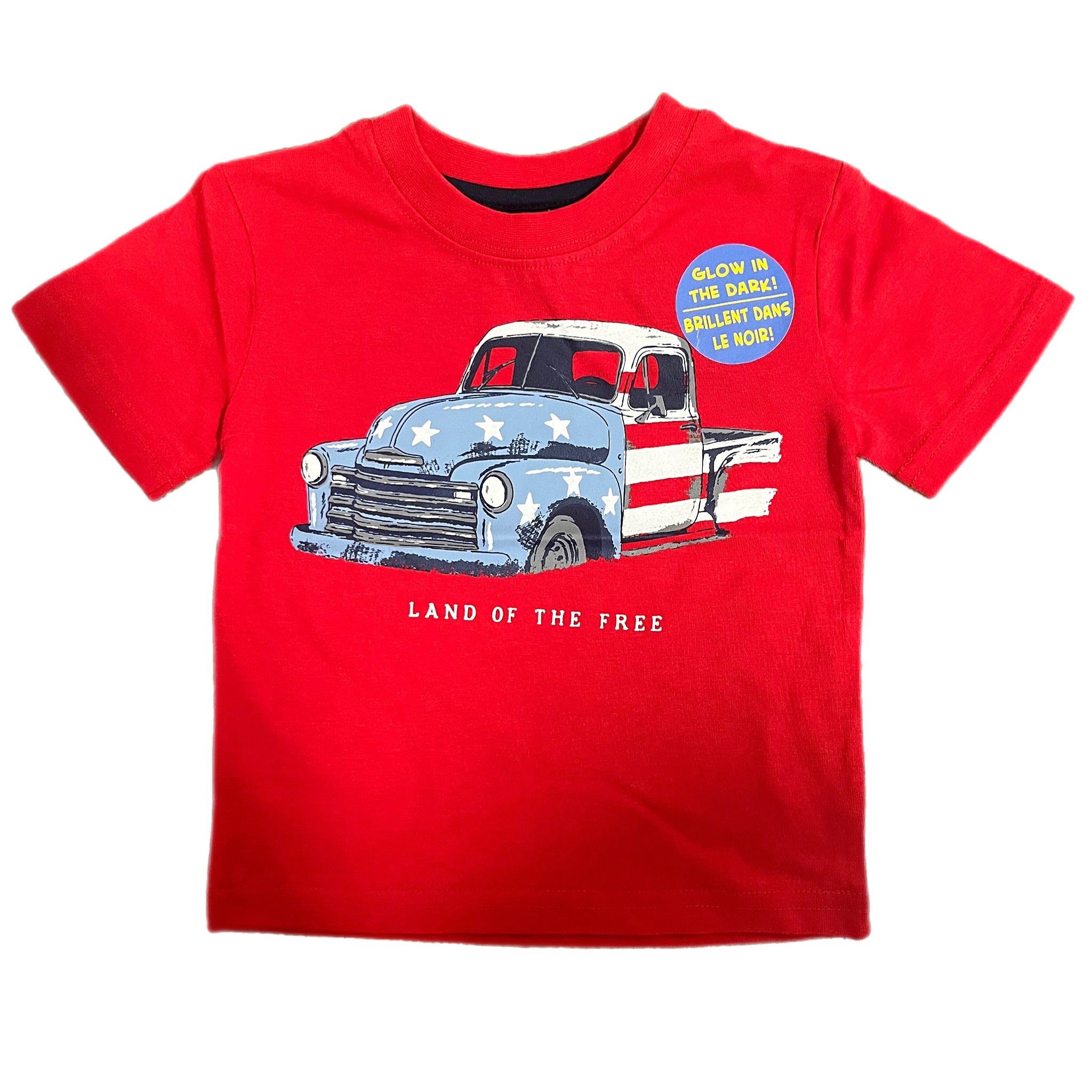 BOYS LAND OF THE FREE AMERICAN FLAG TRUCK TEE