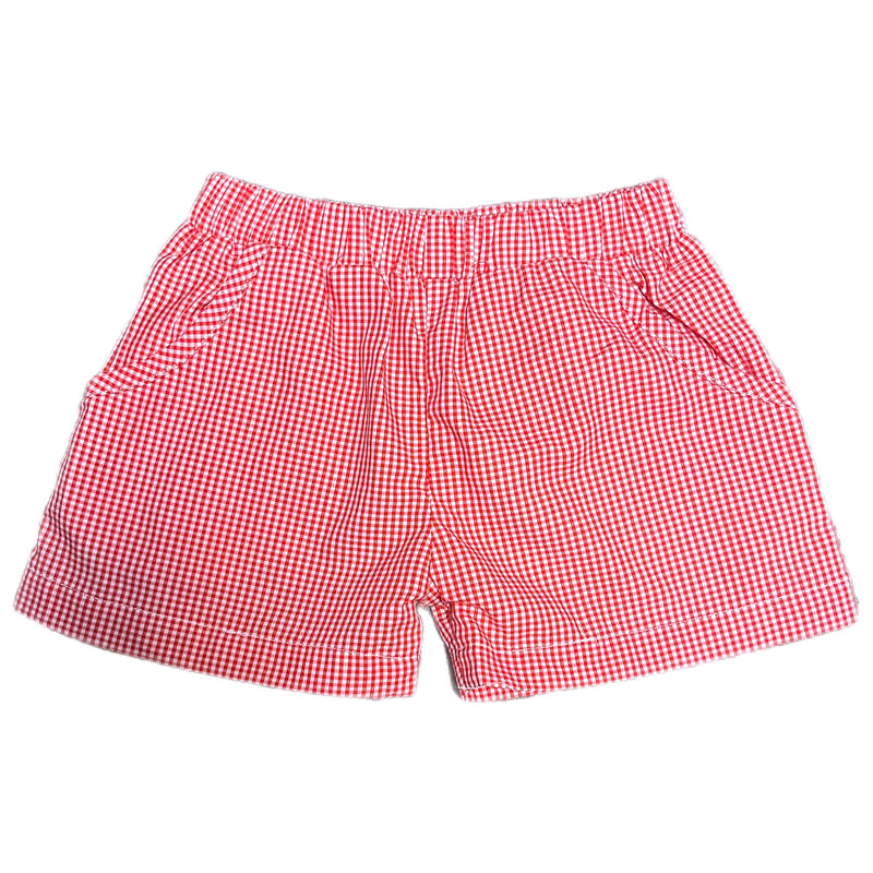 BOYS RED GINGHAM SHORTS