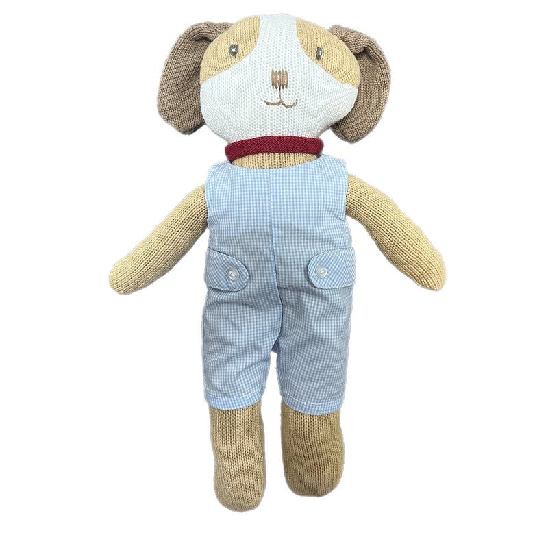 PUPPY DOLL WITH BLUE MINI GINGHAM CHECK ROMPER