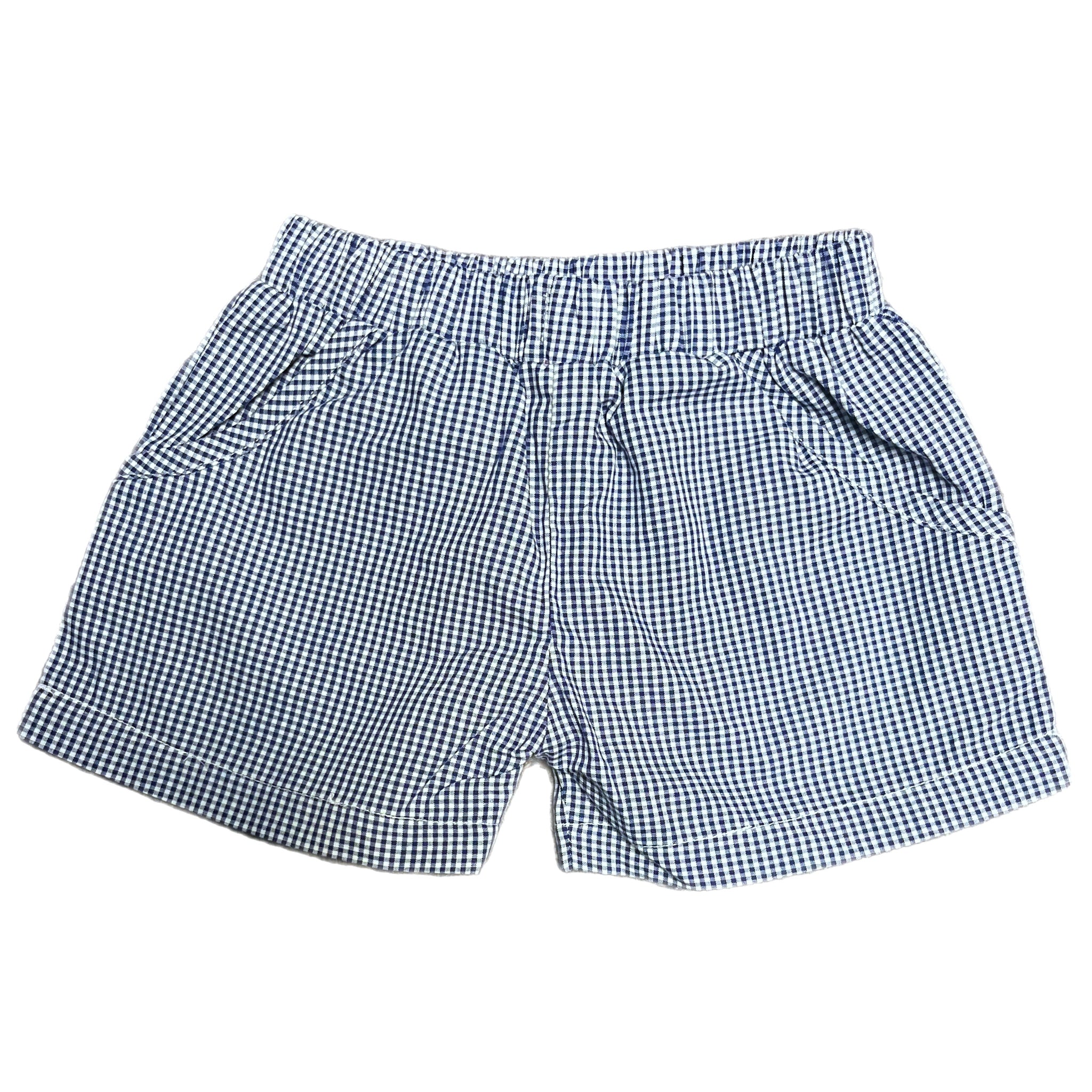 BOYS NAVY GINGHAM SHORTS