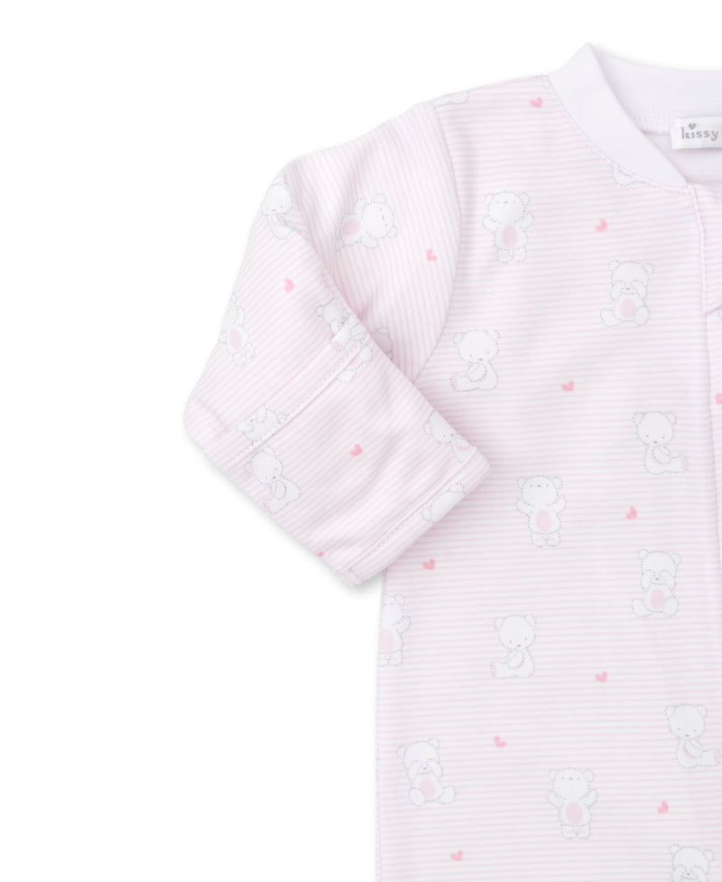 Pink Peek-A-Boo Bear Hugs Print Footie with Zipper